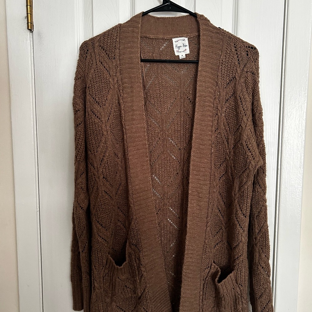 Hippie Rose Brown Knit Cardigan